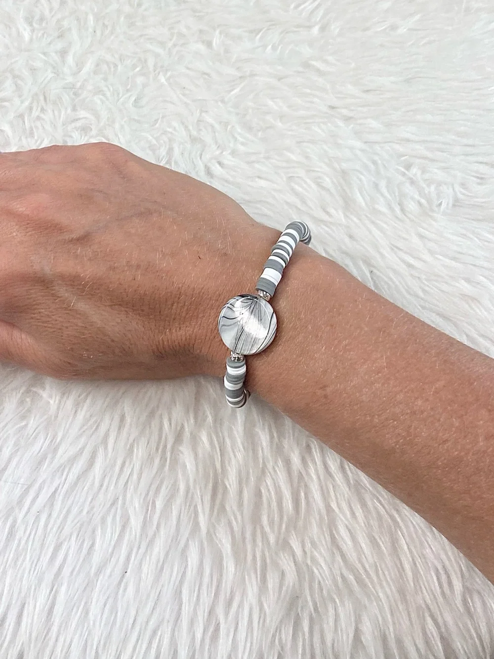 Marble Mist Heishi Stretch Bracelet